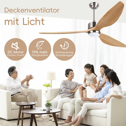 Ventilator tavan Ovlaim 165 cm Wi-Fi LED 6 viteze motor DC silentios