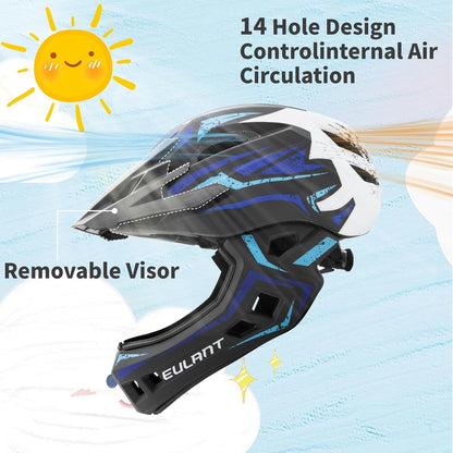 EULANT Kids Bike Helmets,Skate Helmet for Boys & Girls,Full Face Helmet with Chin Guard for Cycle Scooter Roller Skates Motorbike