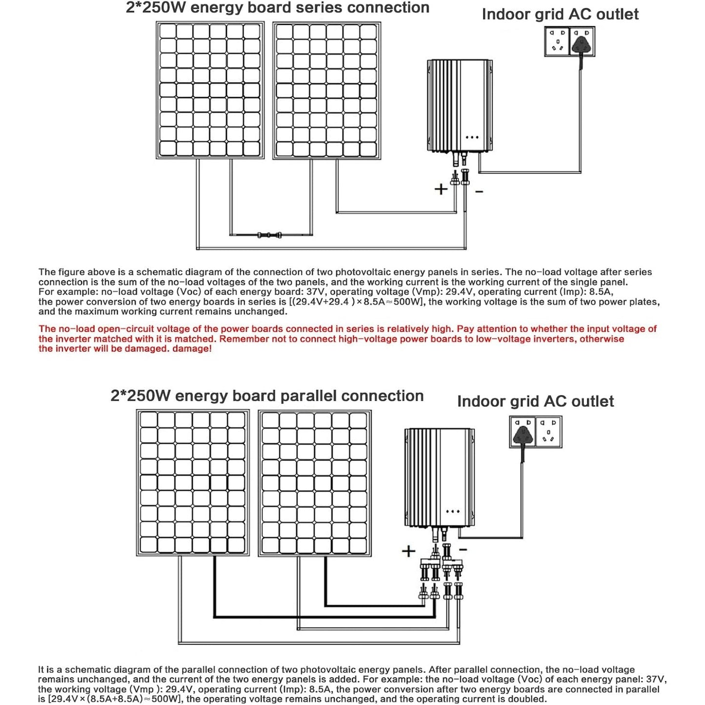 Jadeshay Inverter,Inverter Grid Tie 500W MPPT Grid Tie Micro Inverter 12V Adjustable Battery Discharge for Solar PV Panels, AC220V (Size : 500W12V)
