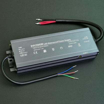 Alinana LED Transformer 24 V 300 W, IP67 Waterproof Transformer 230 V to 24 V, 24 V Power Supply 300 W for LED Strip Lamps, Transformer 24 V 0-12.5 A