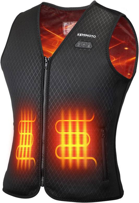 KEMIMOTO Heated Vest for Women, Heated Vest with 6 Heating Zones, 3 Adjustable Heat Settings, Electric Heating Vest Winter with USB, for Motorcycle, Outdoor, Camping, Skiing, Hiking