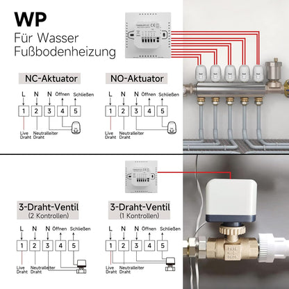 Beok Thermostat Heating Smart, WiFi Thermostats Underfloor Heating for Water Heating, Programmable Room Thermostat Tuya App Compatible with Alexa, Google Home 3A TGW60B-WIFI-WP Black