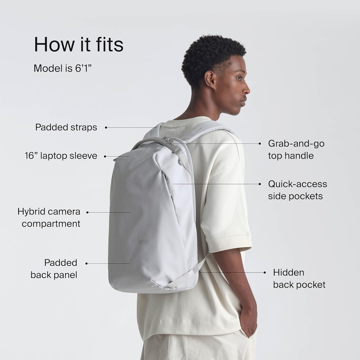 Urth Norite 24L Modular Camera & Laptop Travel Backpack — Water Resistant, Anti-Theft, Recycled Bag for DSLR, 13-16 Inch Laptop in Ash Grey