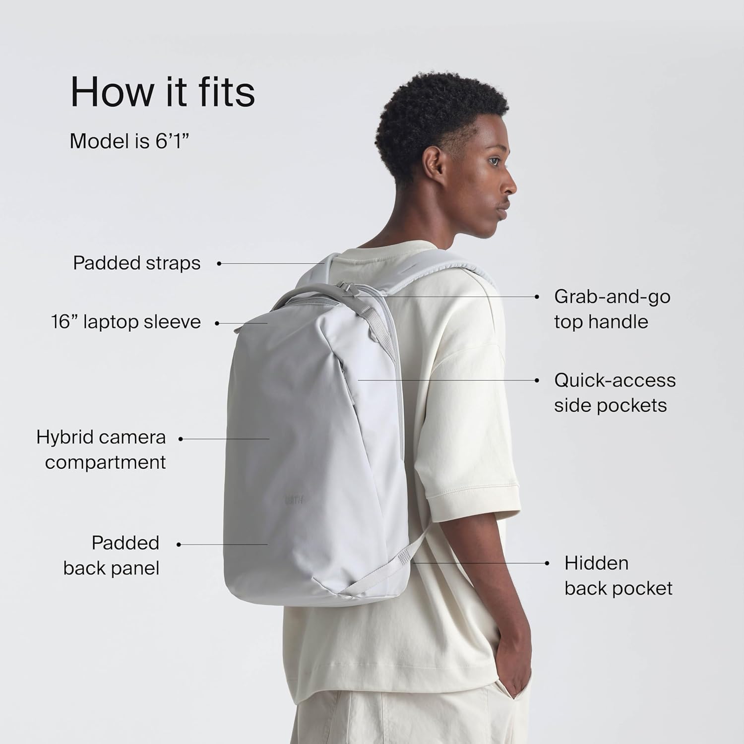 Urth Norite 24L Modular Camera & Laptop Travel Backpack — Water Resistant, Anti-Theft, Recycled Bag for DSLR, 13-16 Inch Laptop in Ash Grey