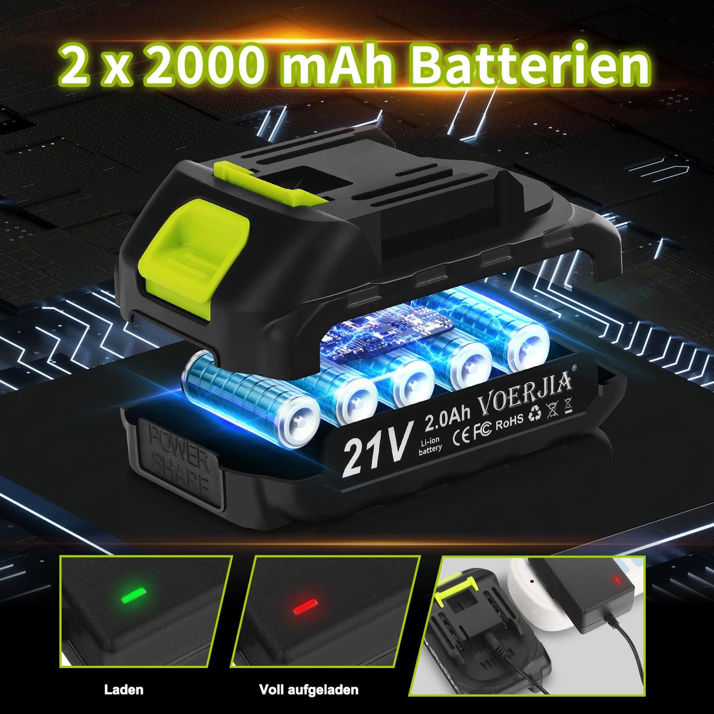 Foarfeca gard viu VOERJIA Ht-20-2000-2b 21V 50 cm fara cablu