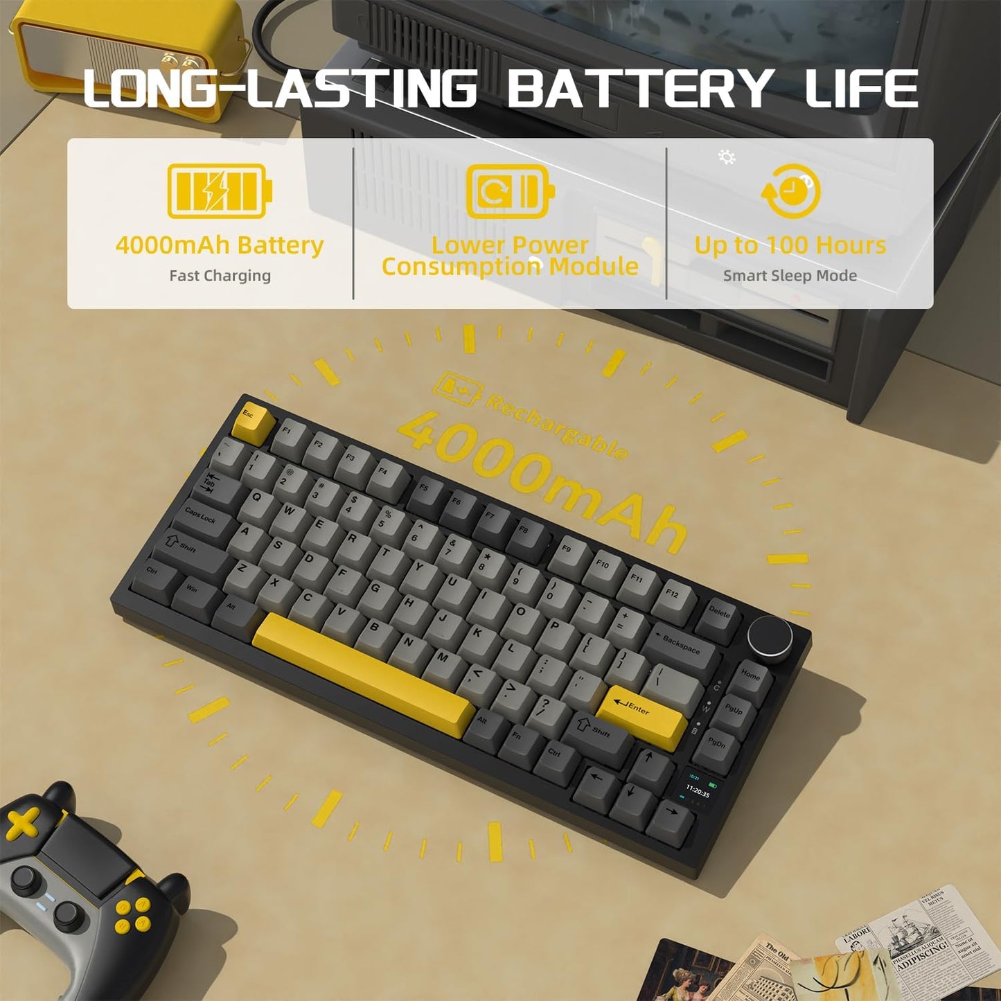 Tastatura mecanica AK820PRO 75% cu ecran Smart TFT