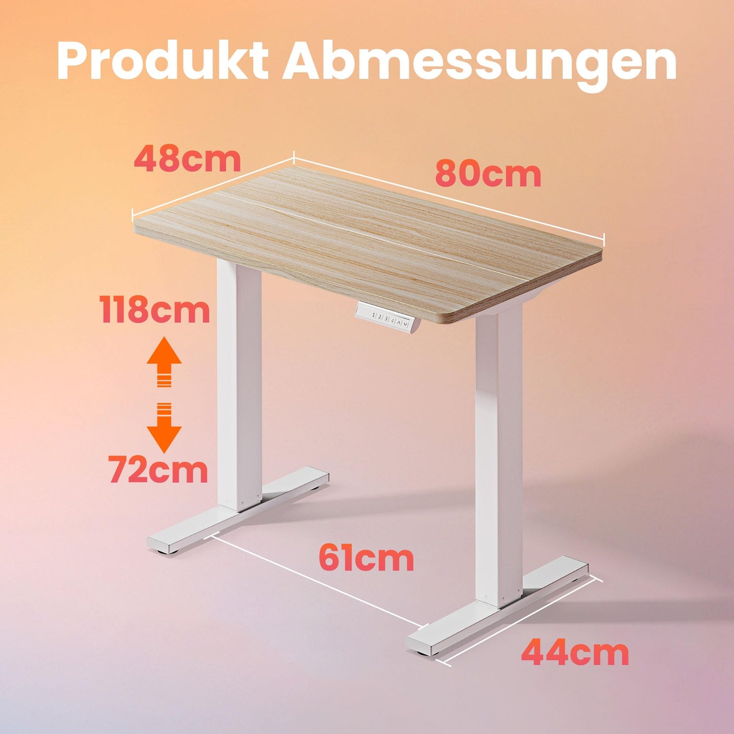 Birou reglabil HUANUO MSESD202N-80A-EU electric, 4 memorii, 80x48 cm