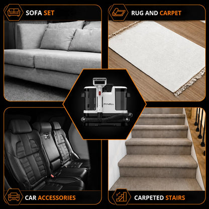 Aparat curatat covoare POWELL 304W 450W 13000Pa alb compact