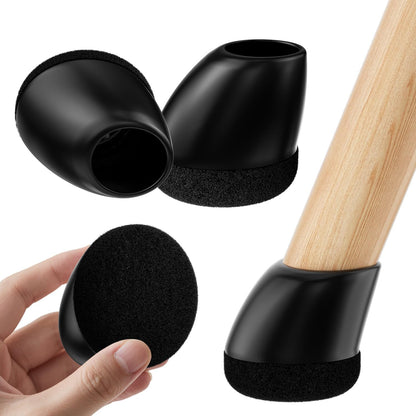 Set 24 capace RCHYFEED din silicon cu fetru pentru picioare de scaun inclinate 15-25°, marimea S 15-19 mm, negre