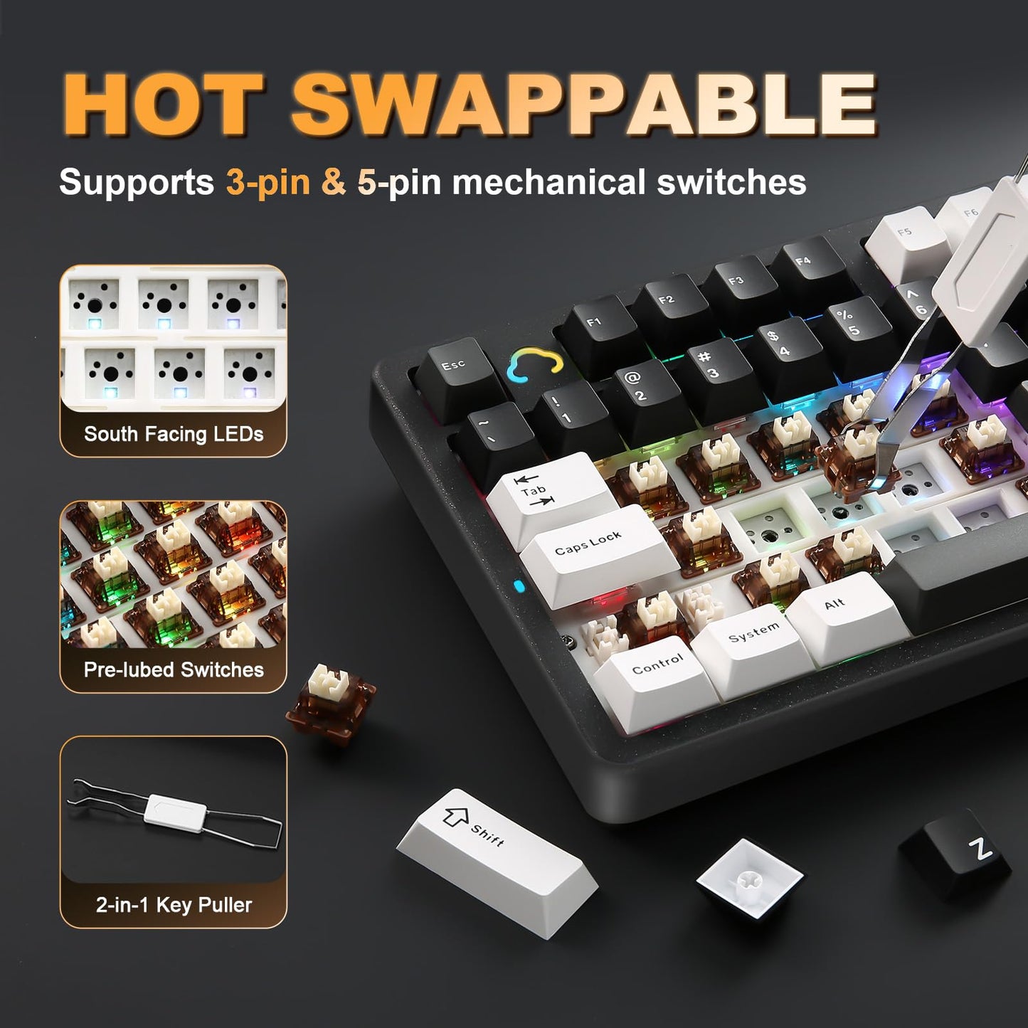 Tastatura YUNZII AL98 Wireless Mechanical RGB 8000mAh QMKVIA