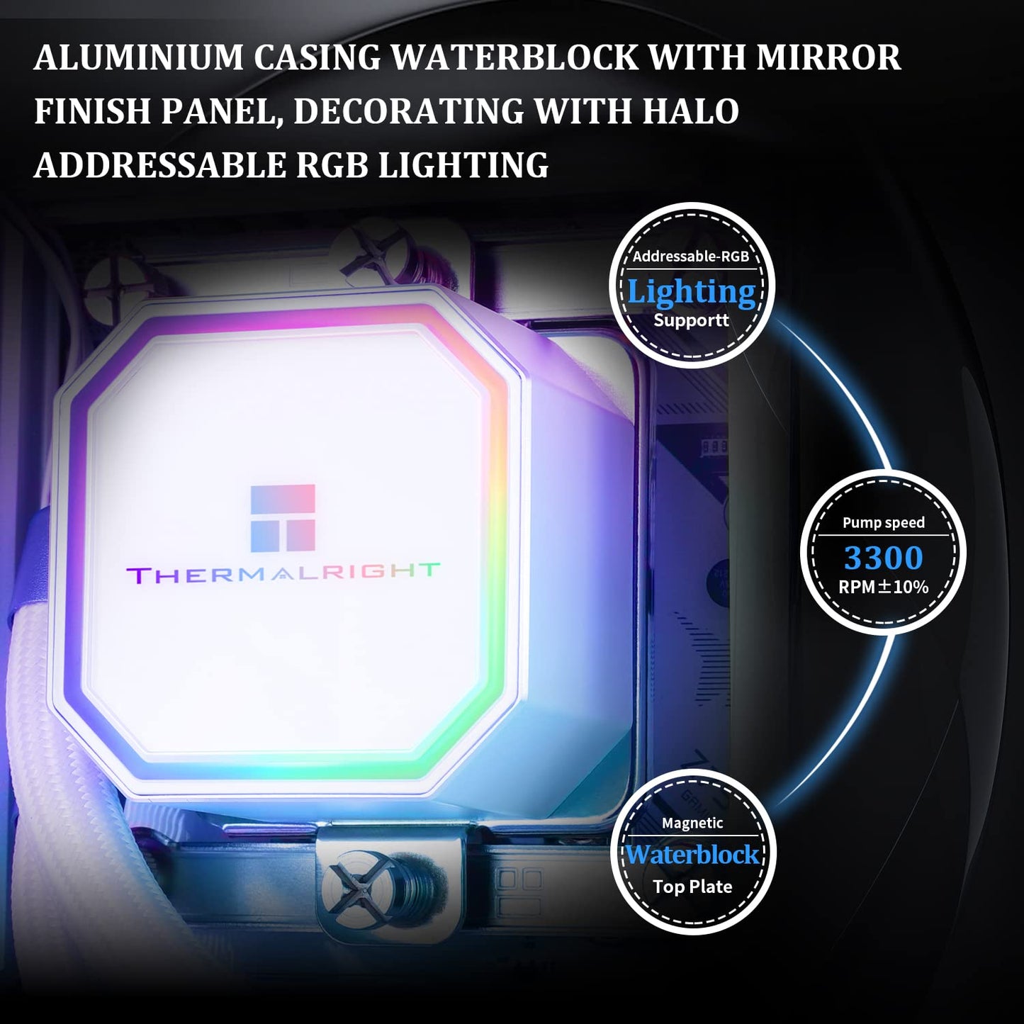 Thermalright Frozen Prism 360 White ARGB AIO Water Cooler,Liquid CPU Cooler, 3×120mm PWM Fans Water Cooling System,1850RPM High Speed,Compatible with AMD/AM4/AM5 & Intel LGA1156/1200/2011/1700