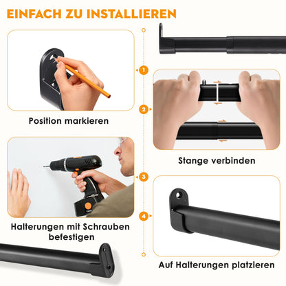 Suport haine Poskena extensibil 43-101 cm otel inoxidabil negru