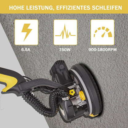 Slefuitor telescopic pentru gips-carton CUBEWAY, 750 W, cu aspirare praf, LED, 215 mm, galben