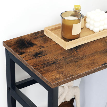 Etajera tip scara HOOBRO cu 3 niveluri, 60 x 28 x 81 cm, maro rustic si negru