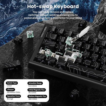 ATTACK SHARK X68 HE 8000Hz Rapid Trigger Keyboard, 0.01mm RT Accuracy Wired Gaming Keyboard with Magnetic Switch, Adjustable Actuation, Rapid Trigger, Snap Tap, RGB Lighting for PC/Mac, Black Contours