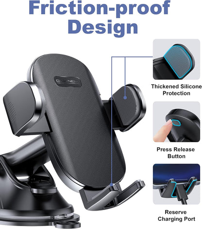 Universal Car Phone Holder Mount for Dashboard Windshield, Military Hands-Free Cell Phone Stand Automobile Cradles Truck Accessories Fit for All iPhone Android Smartphones