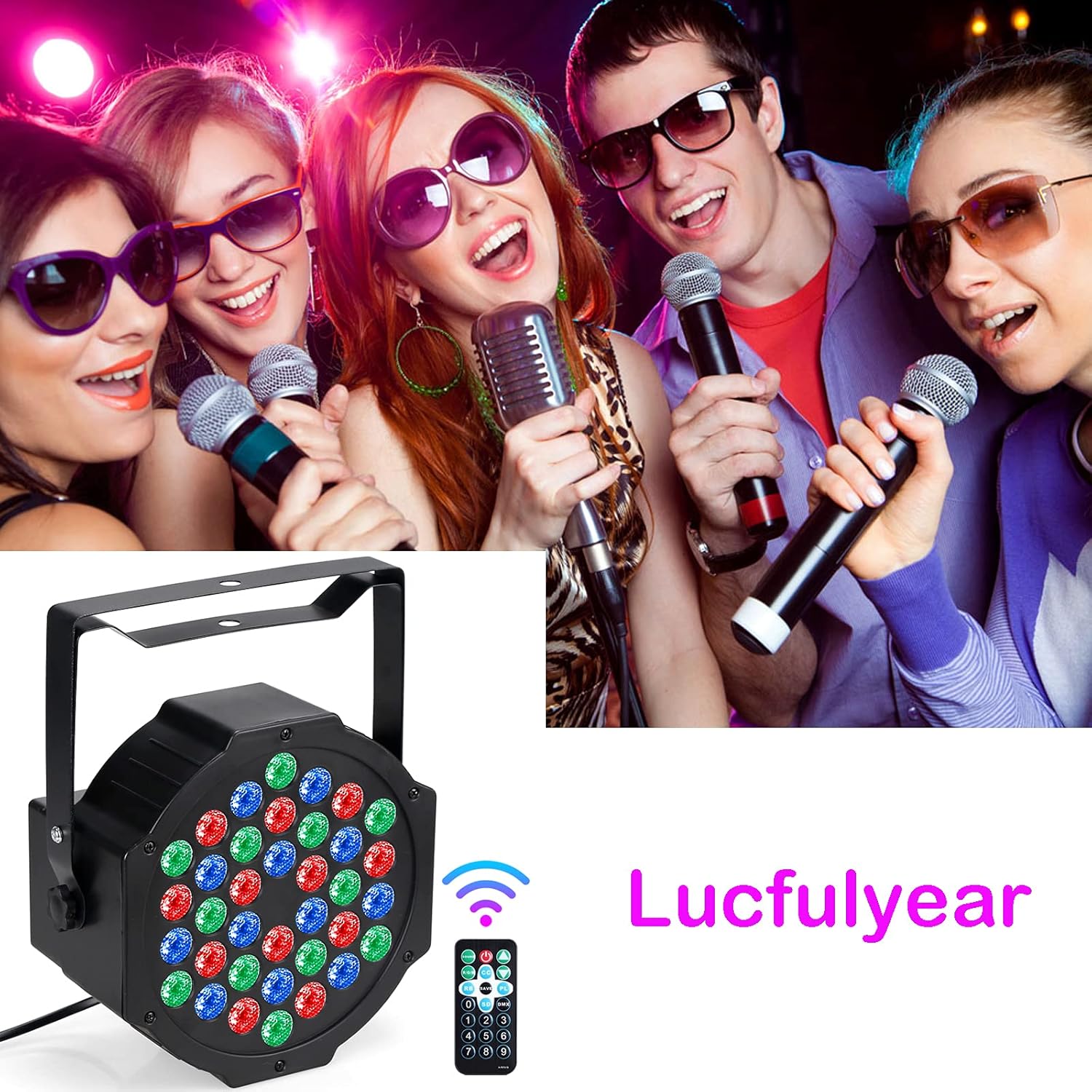 Set of 4 LED Par Spotlights, 36 LED Stage Light 36 W Disco Light Party Light RGB Digital Multiplex512 with Remote Control Headlight for KTV Stage Show DJ Party Christmas