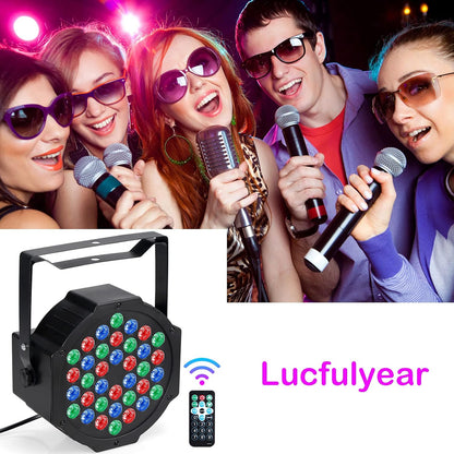 Set of 4 LED Par Spotlights, 36 LED Stage Light 36 W Disco Light Party Light RGB Digital Multiplex512 with Remote Control Headlight for KTV Stage Show DJ Party Christmas