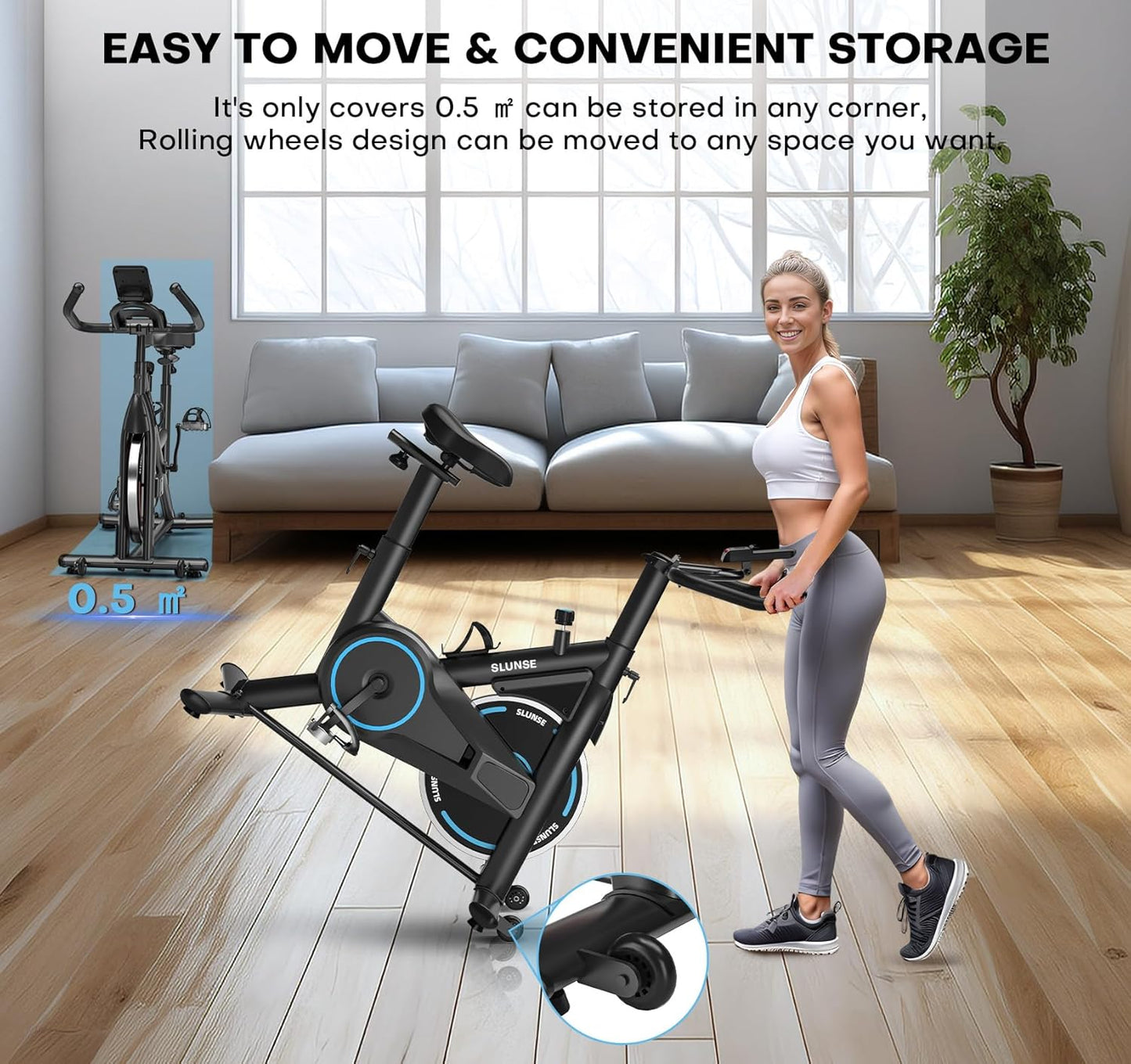 Exercise Bike, Adjustable Magnetic Resistance Spin Bikes Equipment for Home Use, Stationary Bike App Compatible with Digital Monitor, Upgraded Seat Cushion, 180KG Weight Capacity