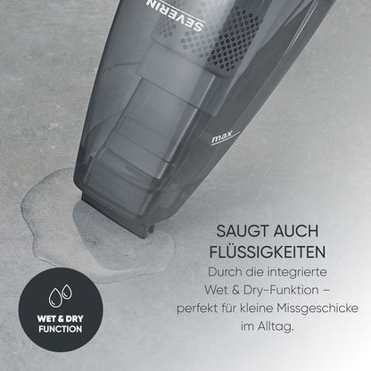 Aspirator de mana fara fir SEVERIN HV 7146 4 in 1 pentru lichide si par de animale, alb/gri/rosu