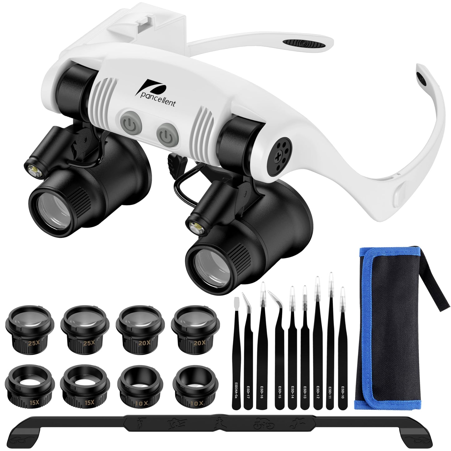 Ochelari cu Lupa Frontala Led 4 Lentile 10-25X