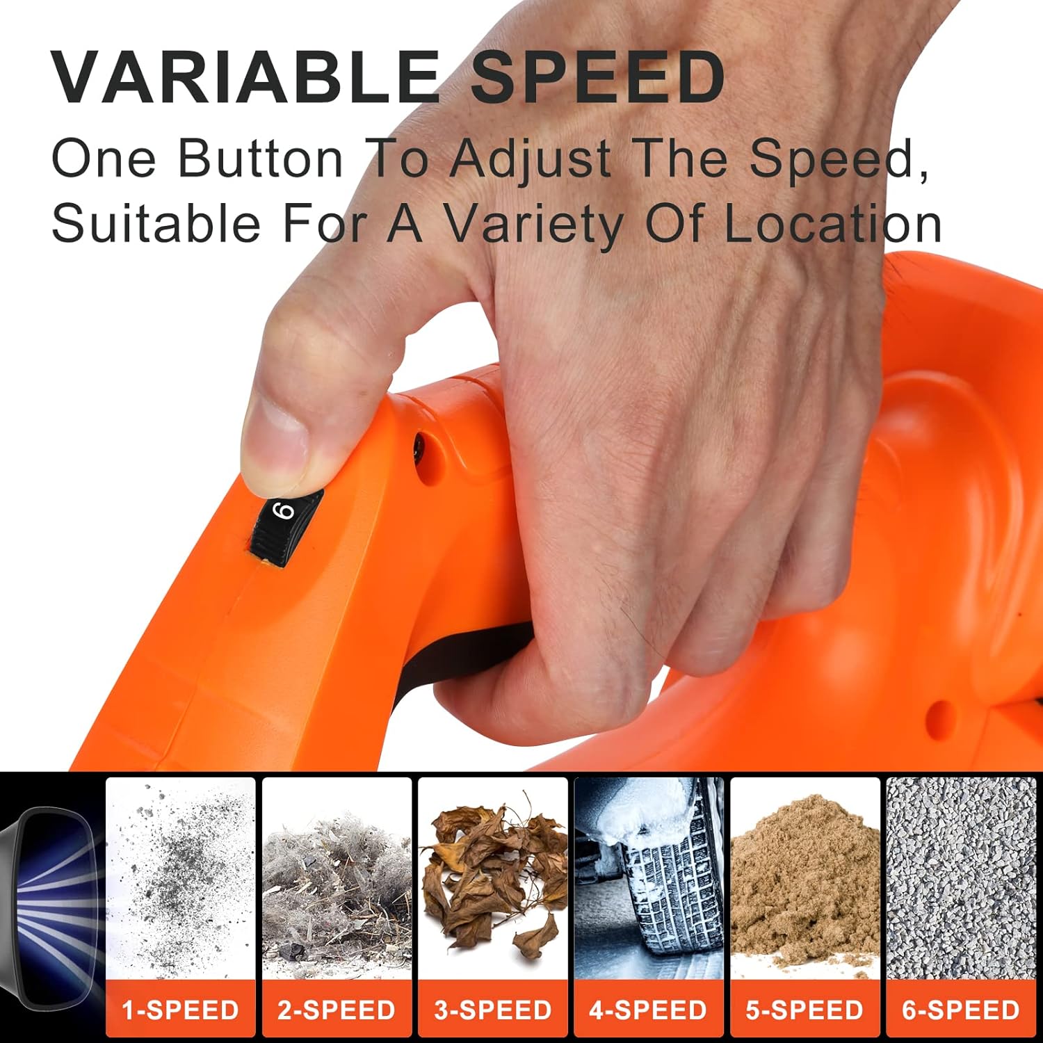 Battery Leaf Blower, Bravolu 21 V Blower Max. Fan Speed 210 km/h, with 4.0 Ah Battery and Charger, 6 Speed