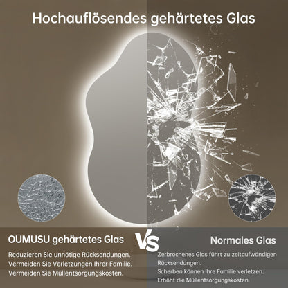 Oglinda baie OUMUSU LED asimetrica 100x60 cm anti-aburire