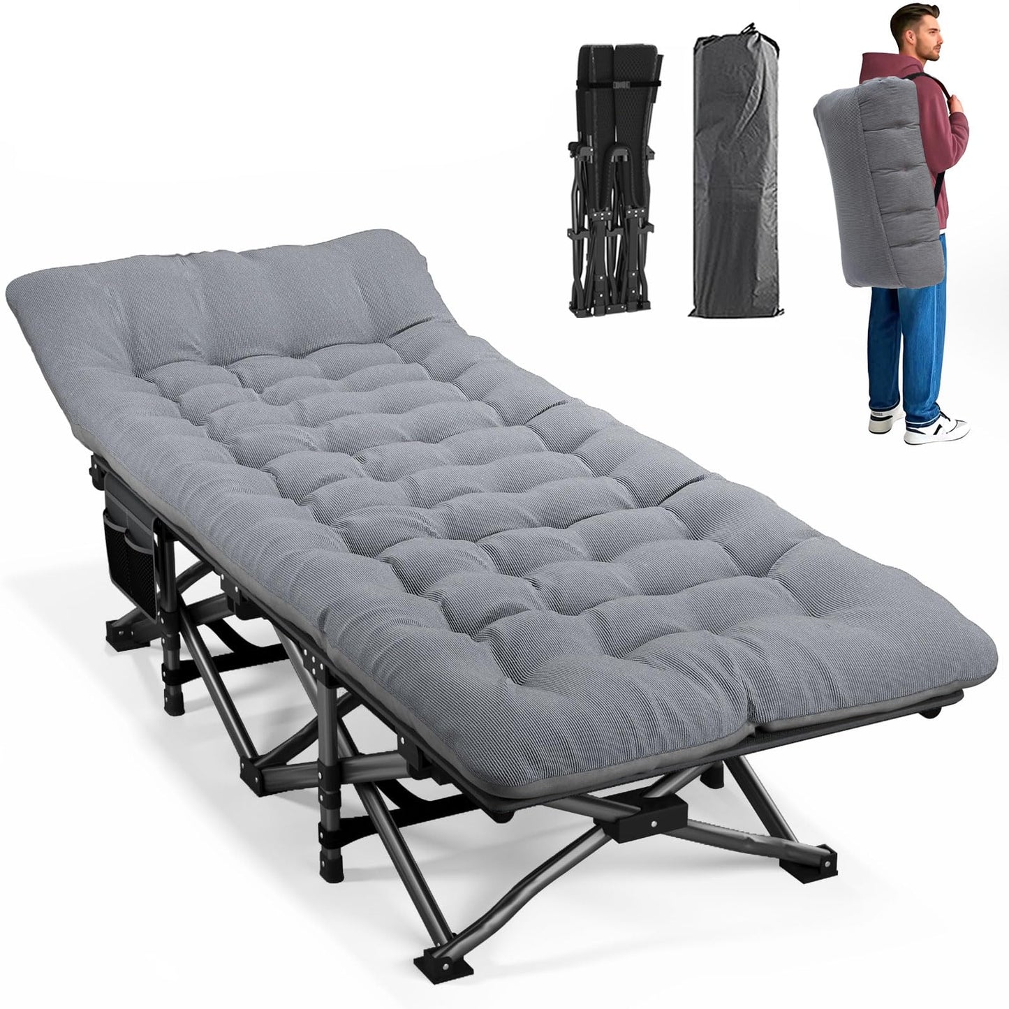 Pat camping ATORPOK SHOP DX-1 pliabil, 200 kg, gri
