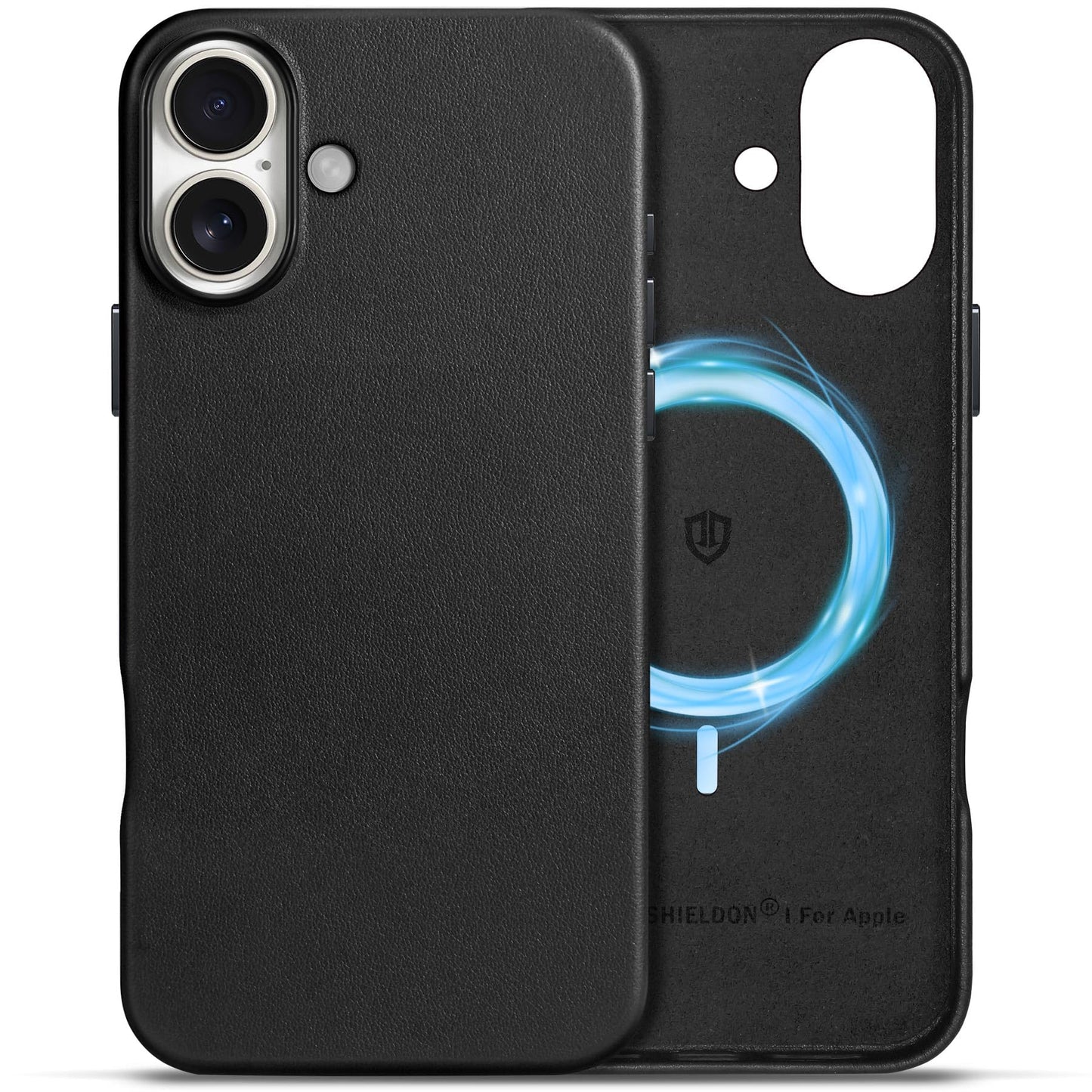 SHIELDON Case for iPhone 16 Pro 6.3" 2024, Genuine Leather, Magnetic Wireless Charging, Slim Fit, Non-Slip, Metal Button, Shockproof Protective Case Compatible with iPhone 16 Pro - Nappa Saddle Brown