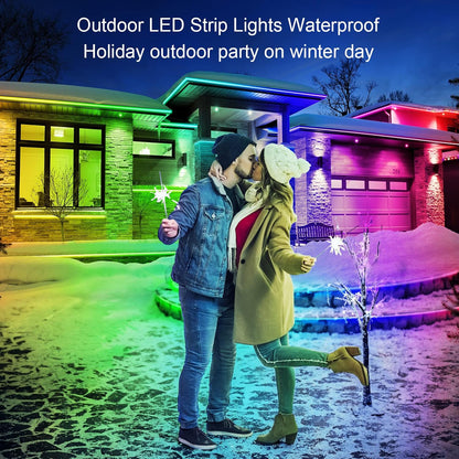 AILBTON 18M Outdoor LED Strip Light Waterproof ip68,Exterior RGB LED Tape Light with App/Remote Control for Music Sync,Balcony,Deck,Rooftop,Eave,Garden,Pool