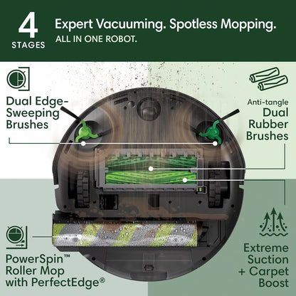 Robot aspirator si mop iRobot Roomba Max 705 Combo cu statie AutoWash, negru