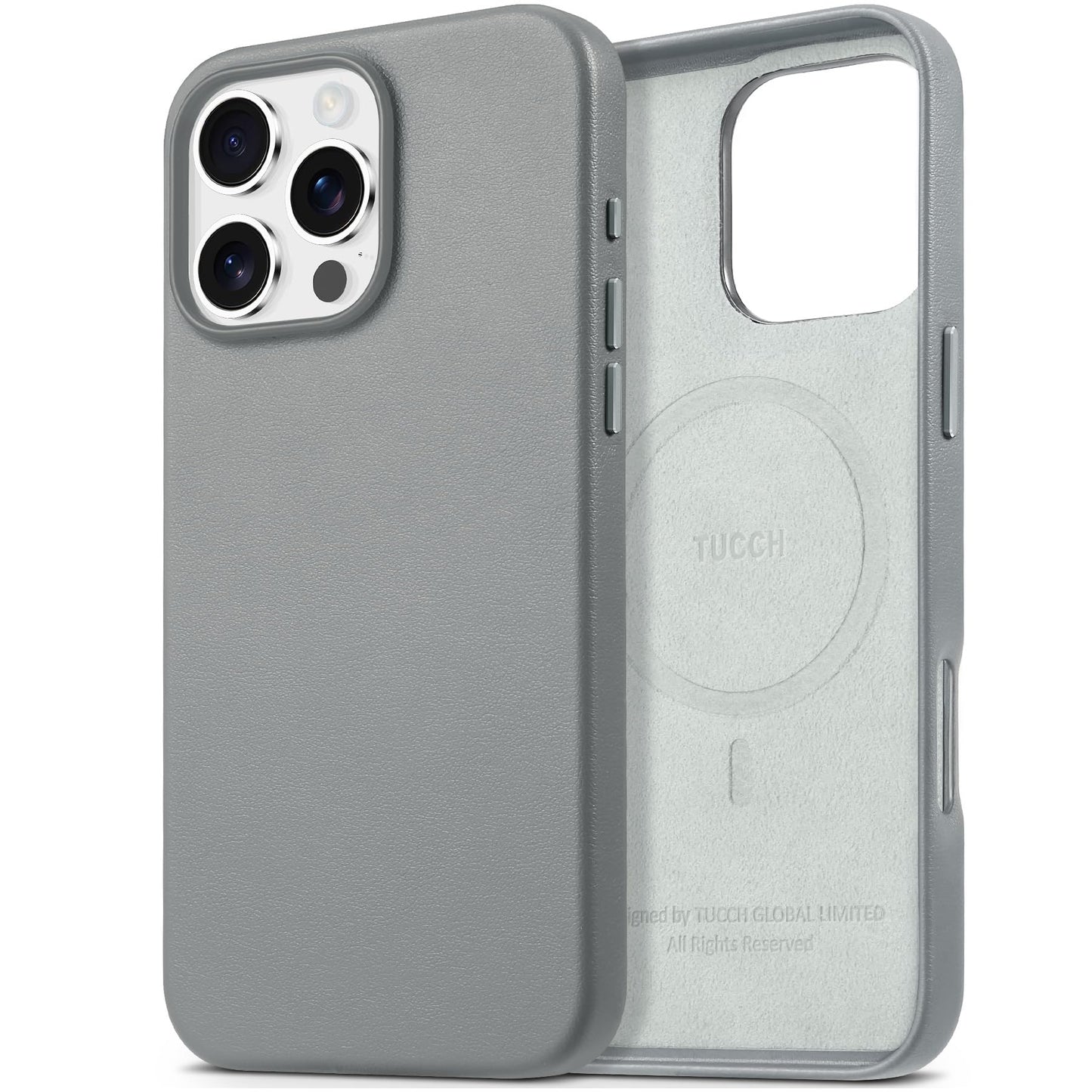 TUCCH Case for iPhone 16, [Magnetic Wireless Charging] Anti-Slip PU Leather Shockproof Phone Case, Slim Anti-Fingerprint Lightweight Protective Back Cover Compatible with iPhone 16 6.1" 2024, Black
