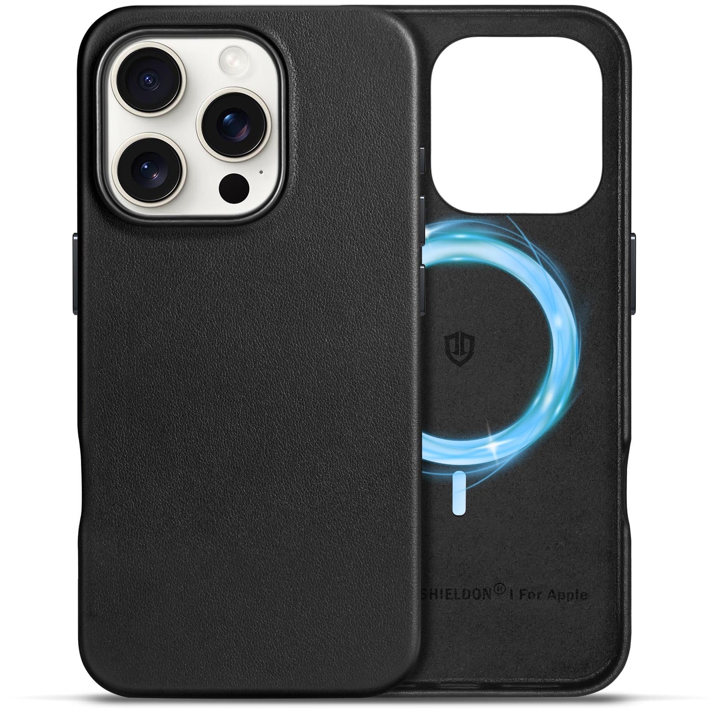 SHIELDON Case for iPhone 16 Pro 6.3" 2024, Genuine Leather, Magnetic Wireless Charging, Slim Fit, Non-Slip, Metal Button, Shockproof Protective Case Compatible with iPhone 16 Pro - Nappa Saddle Brown