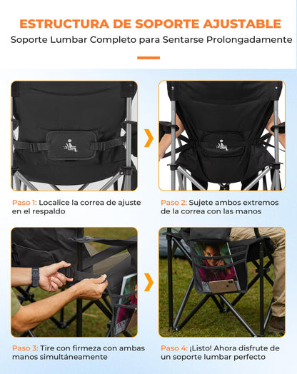 Scaun camping KingCamp Heavy Duty pliabil 250 kg suport lombar