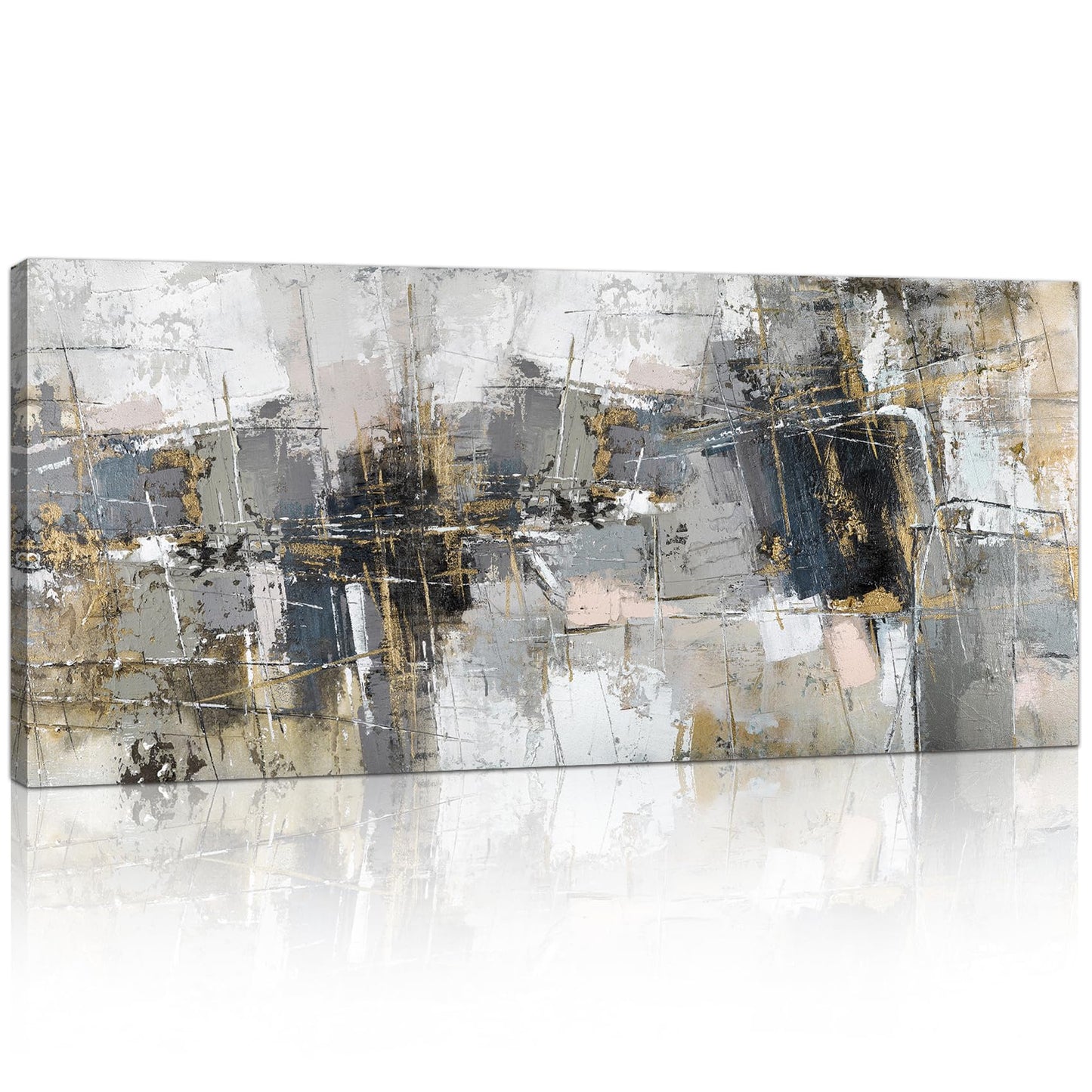 Tablou FajerminArt Abstract Gri 120x50 cm Canvas pe Cadru Lemn
