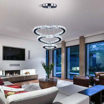Lampa suspendata FRIXCHUR Crystal 3 inele LED 47W 6500K
