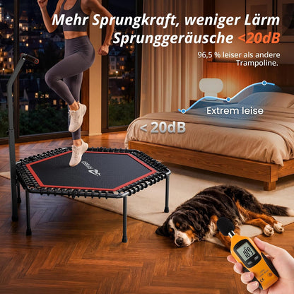 Trambulina fitness RYGEO pentru adulti, 127 cm, neagra, sarcina maxima 230 kg