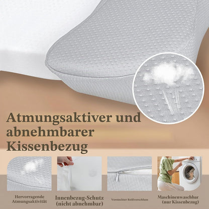 Perna HOMCA Pillow pentru dormit pe spate, spuma memorie, gri