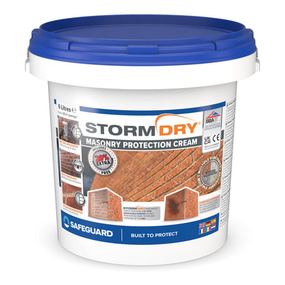 Stormdry Masonry Waterproofing Cream (3 Litre) 25 Year BBA Approved Exterior Brick Sealer. Breathable, Colourless Brick, Concrete, Stone, Mortar, Sandstone & Granite Waterproofer
