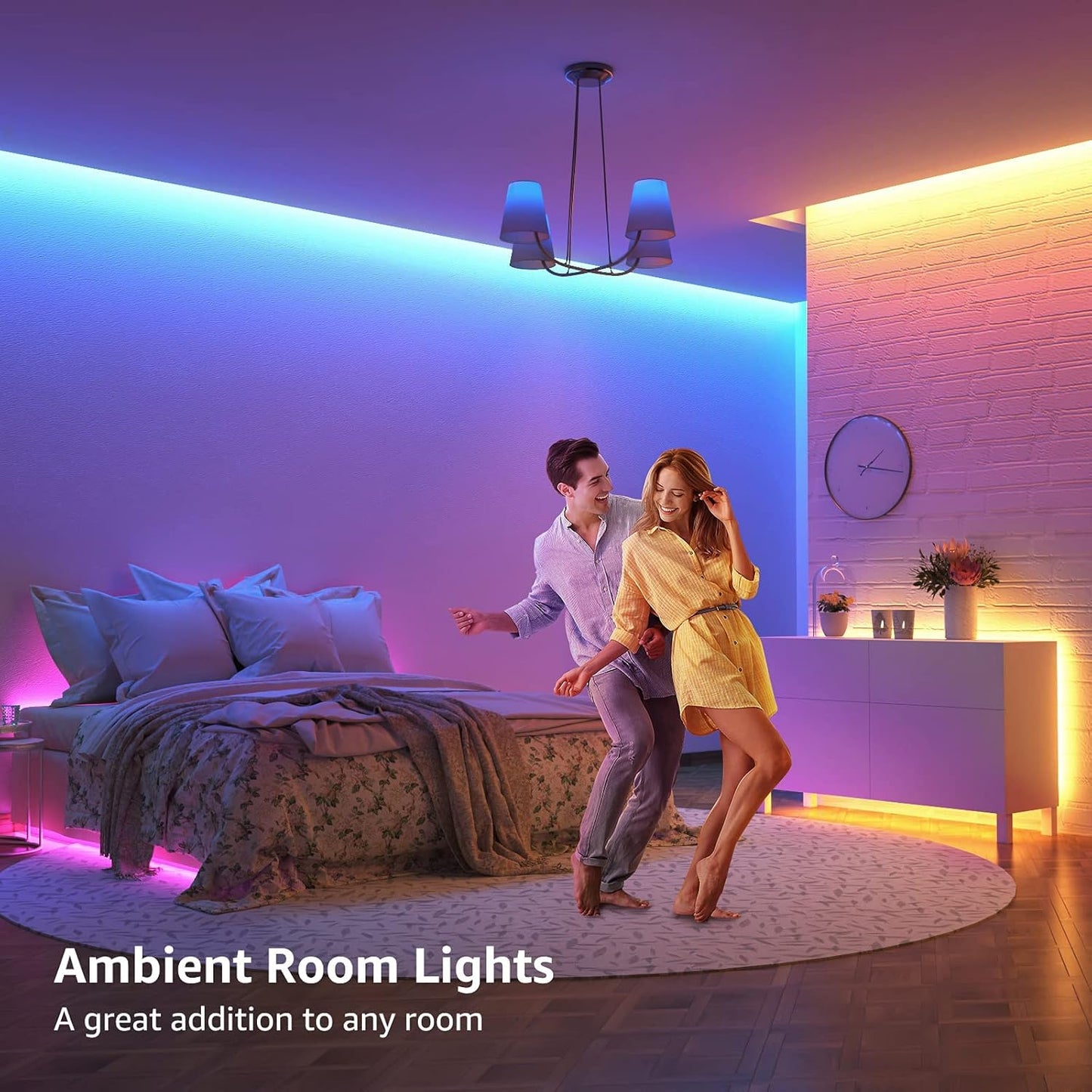 LE LED Strip 15 m, LED Strip, RGB Band, 5050 SMD LED Strips, 12 V, Self-Adhesive Light Strip with 44 Button Remote Control, Flexible LED Strip, LED Fairy Lights for Home, Party, Bar, TV, (2 x 7.5 m)