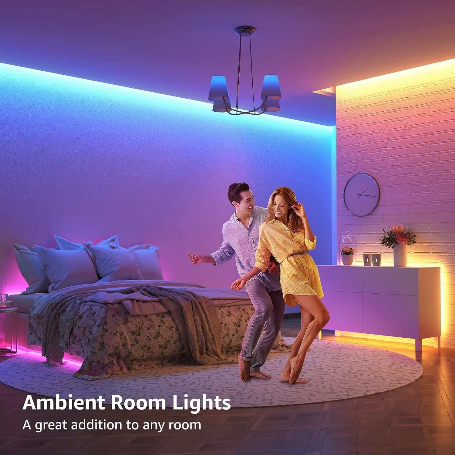 LE LED Strip 15 m, LED Strip, RGB Band, 5050 SMD LED Strips, 12 V, Self-Adhesive Light Strip with 44 Button Remote Control, Flexible LED Strip, LED Fairy Lights for Home, Party, Bar, TV, (2 x 7.5 m)