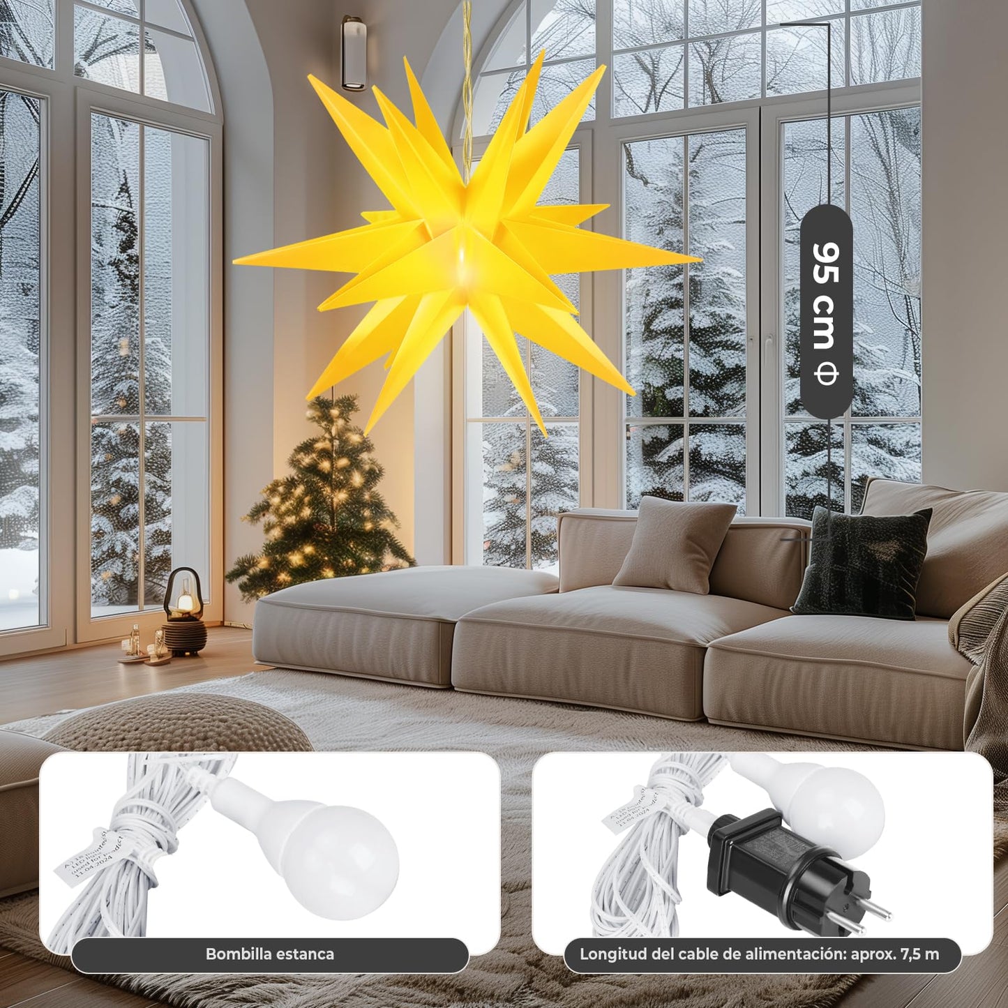 Decoratiune luminoasa OVILUM XXL 3D Star 57 cm LED 6 becuri