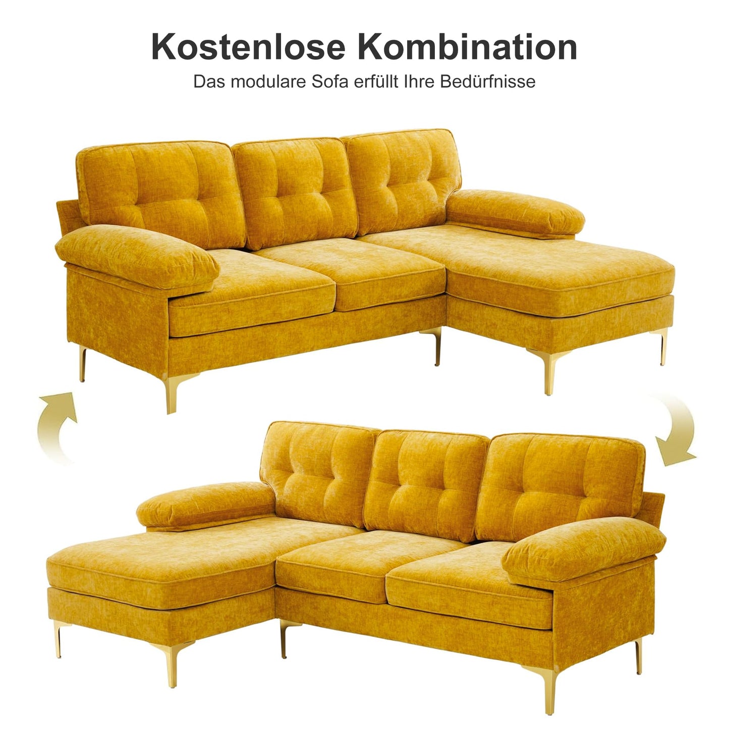 Canapea coltar DUANDUAN 92002 reversibila 210 cm, chenille