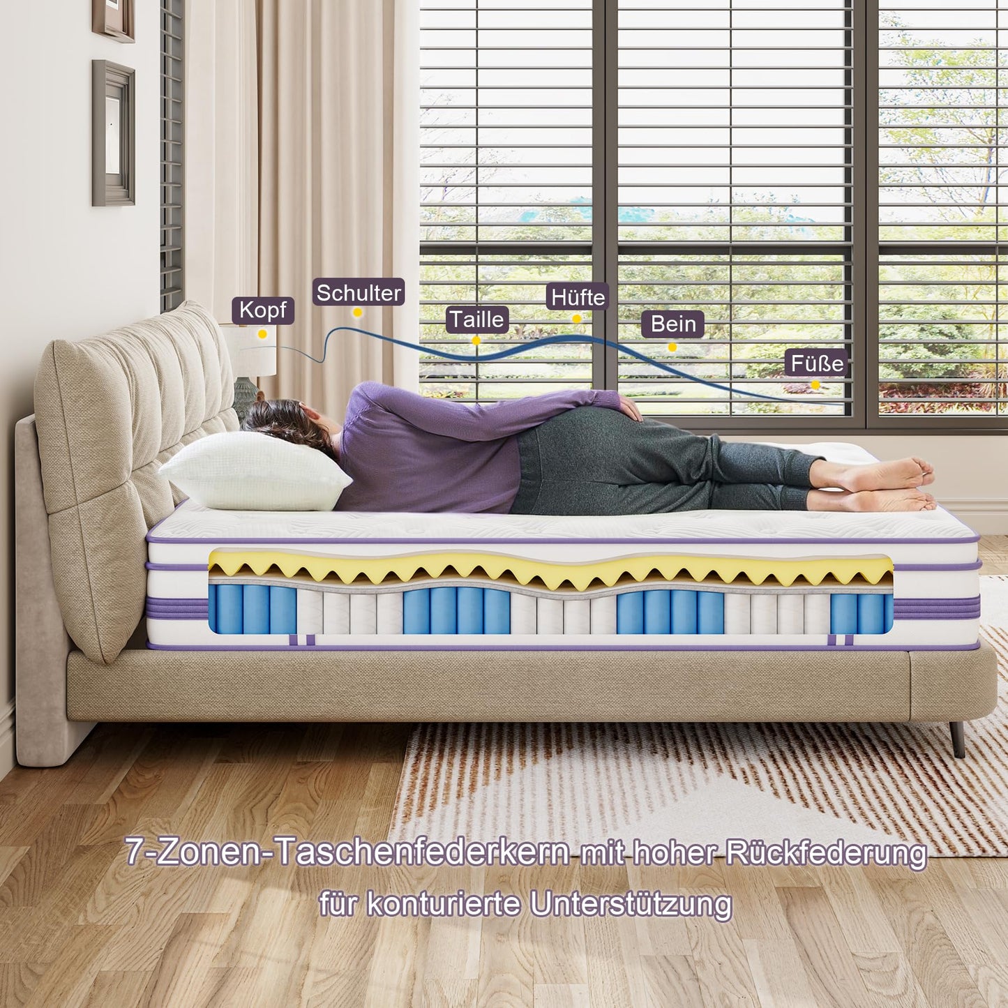Saltea Moziel H3 120x200 cm Hybrid Pocket Spring 30 cm