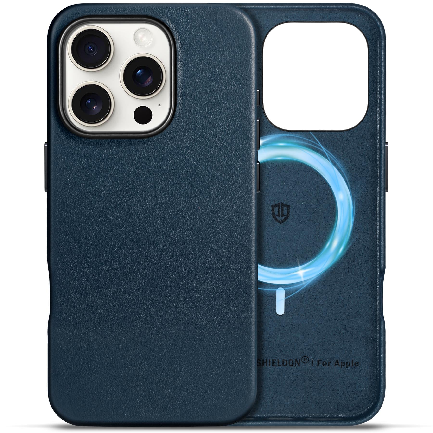 SHIELDON Case for iPhone 16 Pro 6.3" 2024, Genuine Leather, Magnetic Wireless Charging, Slim Fit, Non-Slip, Metal Button, Shockproof Protective Case Compatible with iPhone 16 Pro - Nappa Saddle Brown