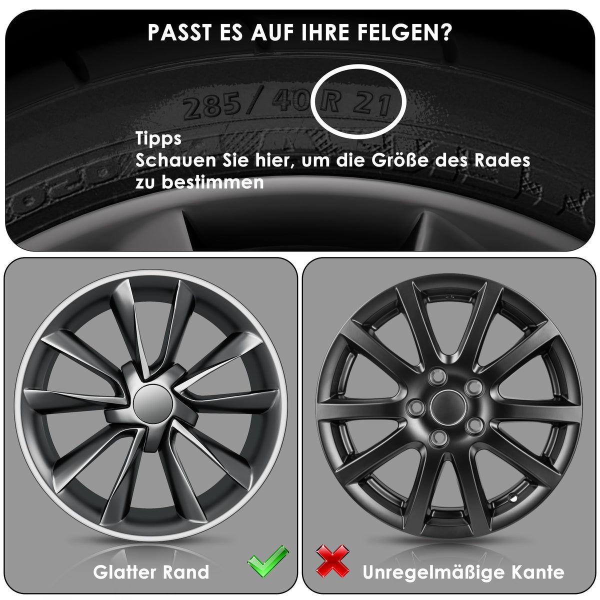 Protectii janta EVOOOR 17 Inch Black aliaj, set 4 bucati