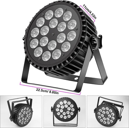 200 W 18 LED Par UV + RGB Stage Light Spotlight, DMX512 Disco Light, Party Light, 8CH Par Spotlight, Strobe/Sound/Active Mode Lighting DJ Light Effect for Show Bar Party Music Festival Halloween