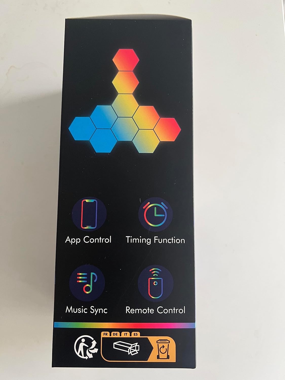 Amailtom Hexagon LED Lights, Smart Hexagon Gaming Wall Lights App & Remote Control, LED Light Panels Music Sync, DIY Geometry RGB Room Light for Gaming Room Living Bedroom Streaming, 7 Panels