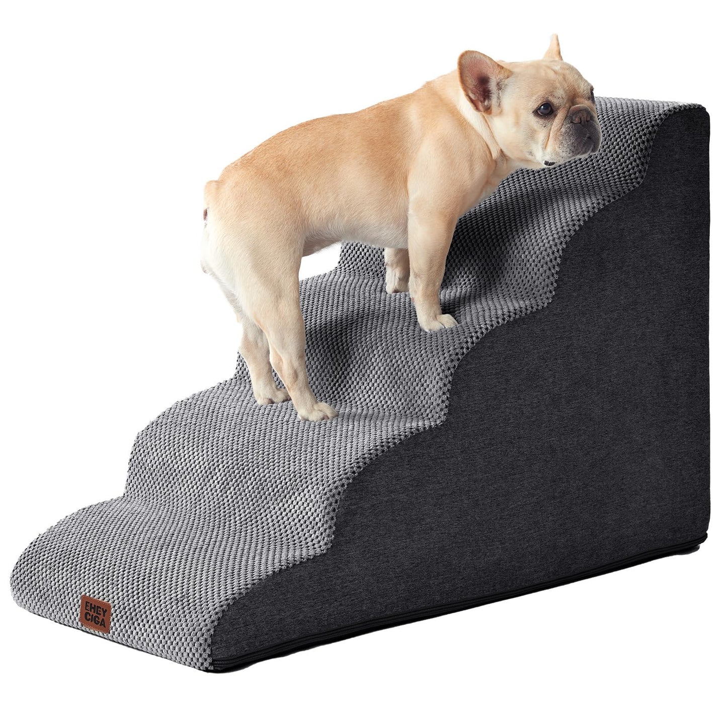 Scara pentru caini EHEYCIGA 4-Step 4 trepte fleece gri