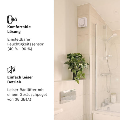 Bosch Quiet Bathroom Fan 1900 DH W125 - Bathroom Fan with Humidity Sensor